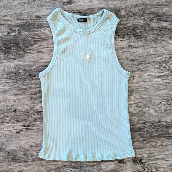 Ardene - Tank Top Racer Back Crew Neck Green Ribbed Cropped Bodycon Athlesiure - Picture 3 of 8